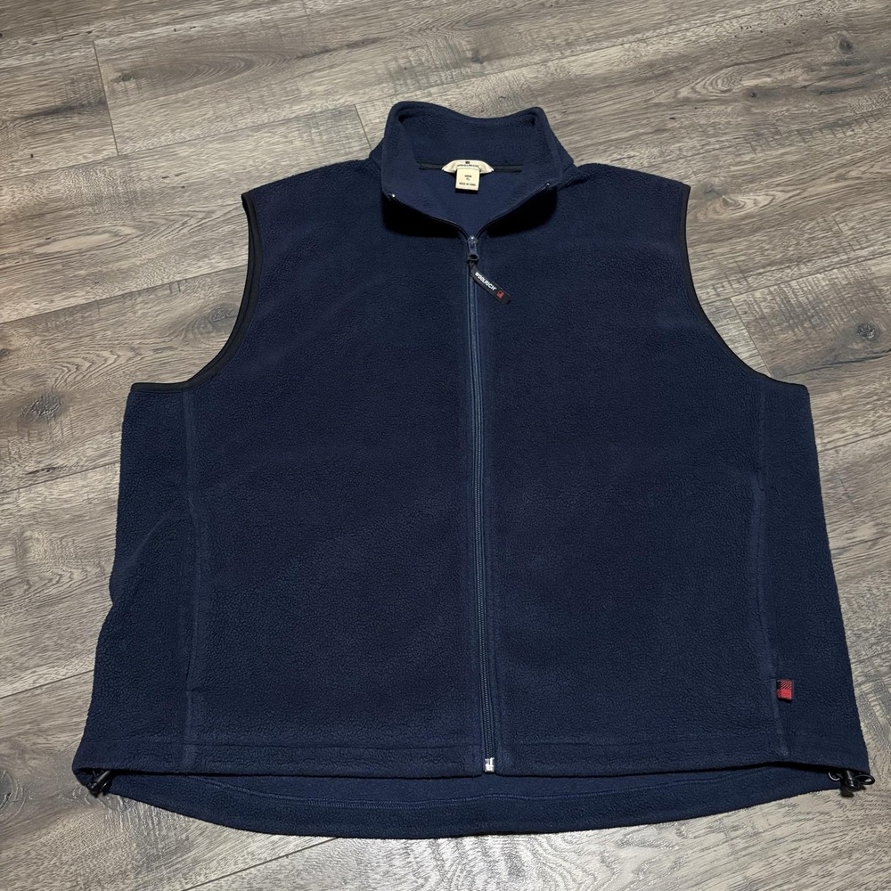 Woolrich Vest Mens XL Deep Navy Fleece Full Zip Hiking Outdoor Pockets‎ 18018